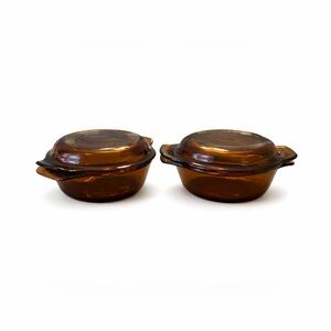 Anchor Hocking Amber Glass Cookware Set of 2